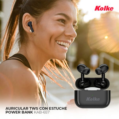KOLKE AURICULAR TWS CON ESTUCHE CARGADOR KAB-657 NEGRO