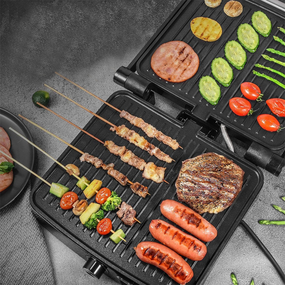 NAPPO Grill Sandwichera Cuádruple NEG-163 - Tamaño XL con 2000W de Potencia