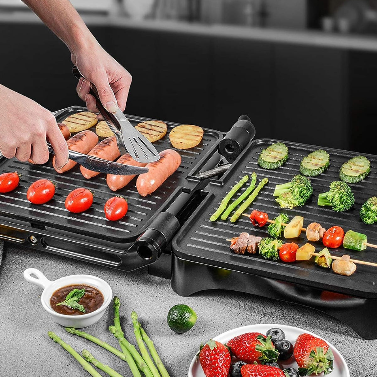 NAPPO Grill Sandwichera Cuádruple NEG-163 - Tamaño XL con 2000W de Potencia