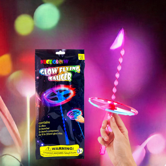 Juguete Divertido para Niños/as - Platillo Volador Resplandeciente con Lanzador