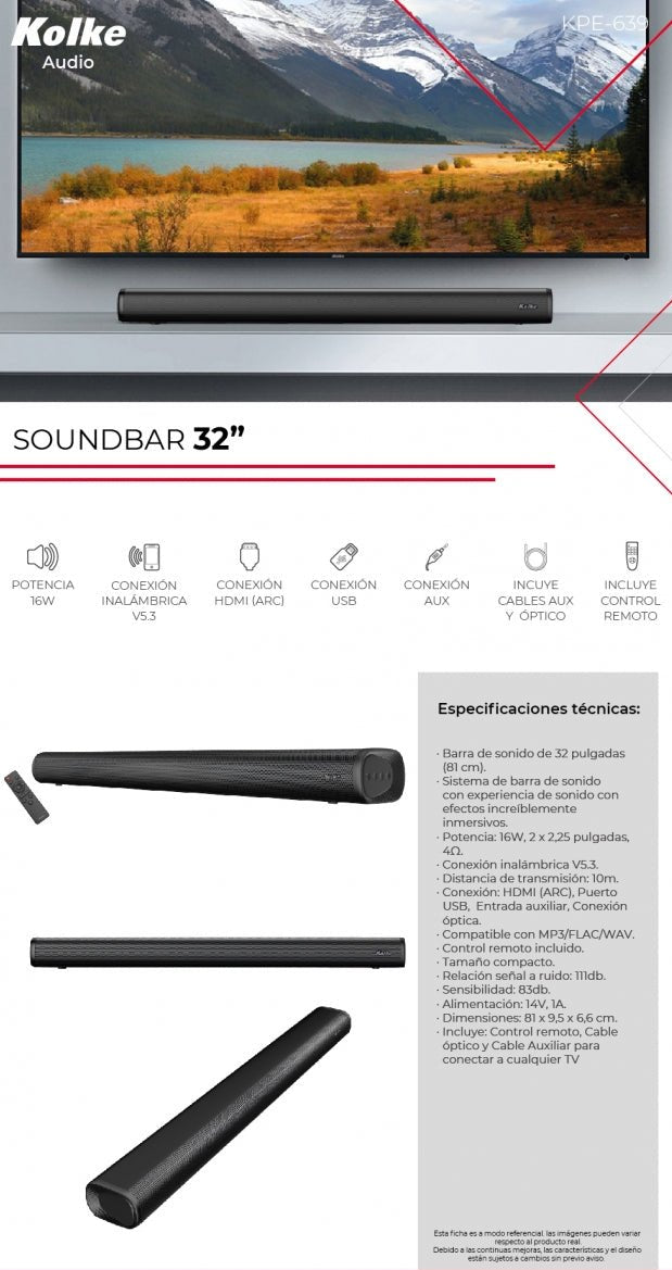 KOLKE SOUNDBAR 32" KPE-639